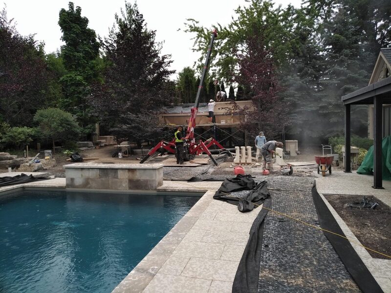 Stone and hardscape construction underway on a Pro-Land project